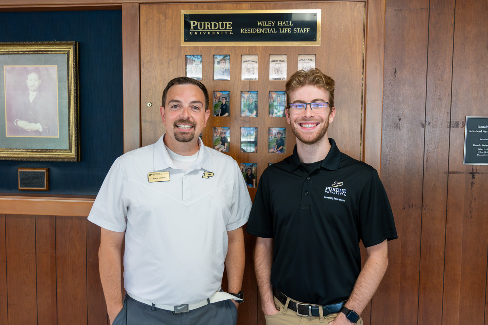 Photo of Andrew Bennett at Wiley Hall, Fall ABCD award winner with nominator. 