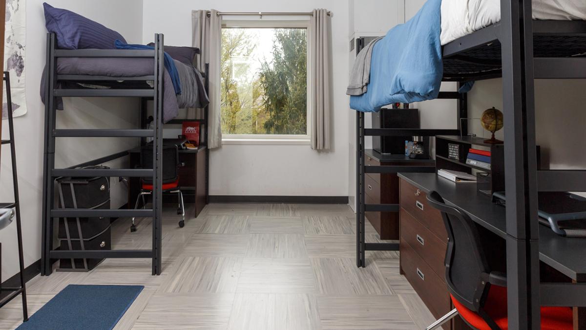 Photo of student room in residence hall