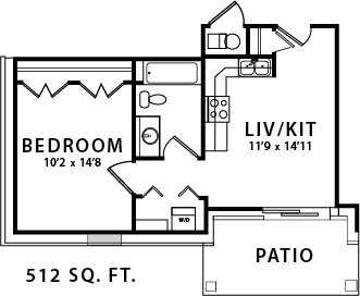 125 Waldron Street 1 Bedroom Floor Plan Illustration