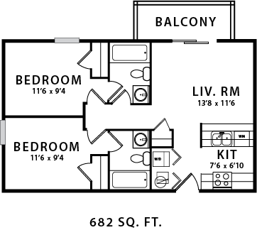 125 Waldron Street 2 Bedroom Floor Plan Illustration