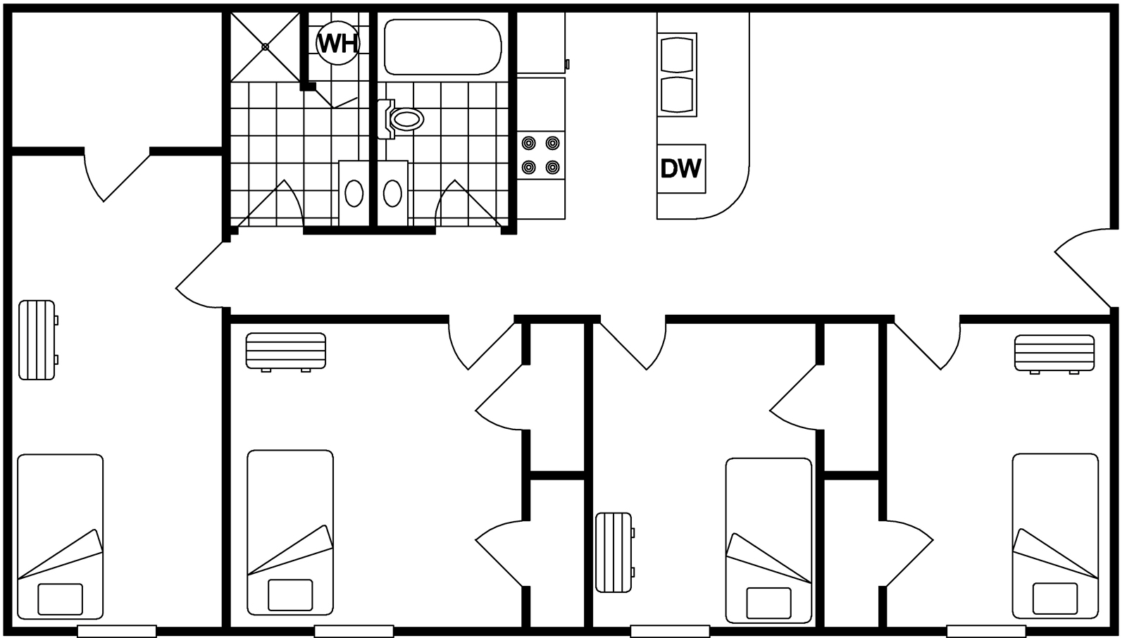 4 Bedroom Floor Plan Example B Illustration