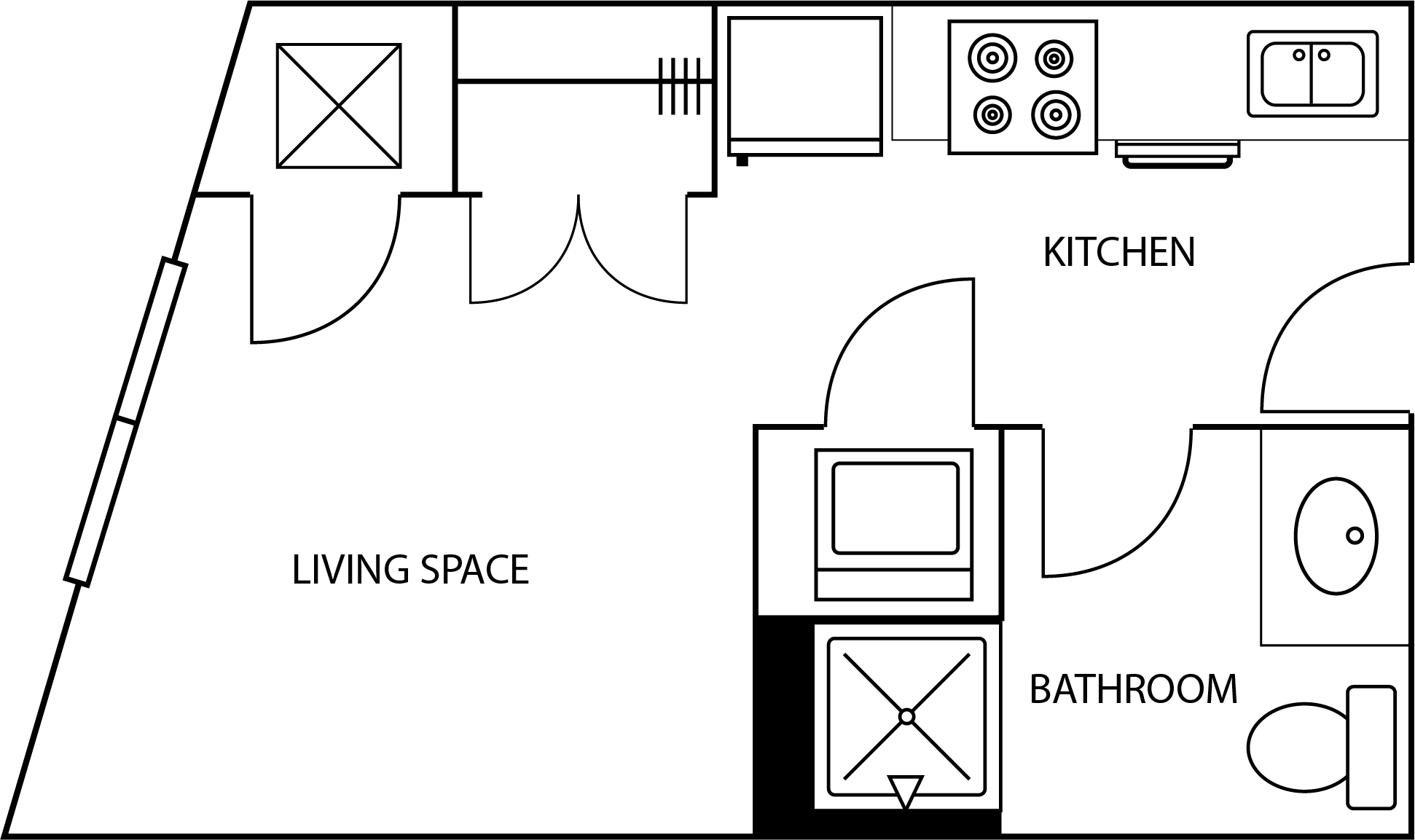 Illustration of Aspire's Expedition Floor plan, a studio apartment for 1 Person