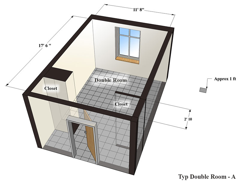 Honors College & Residences Floors 2-5 Double Floor Plan illustration