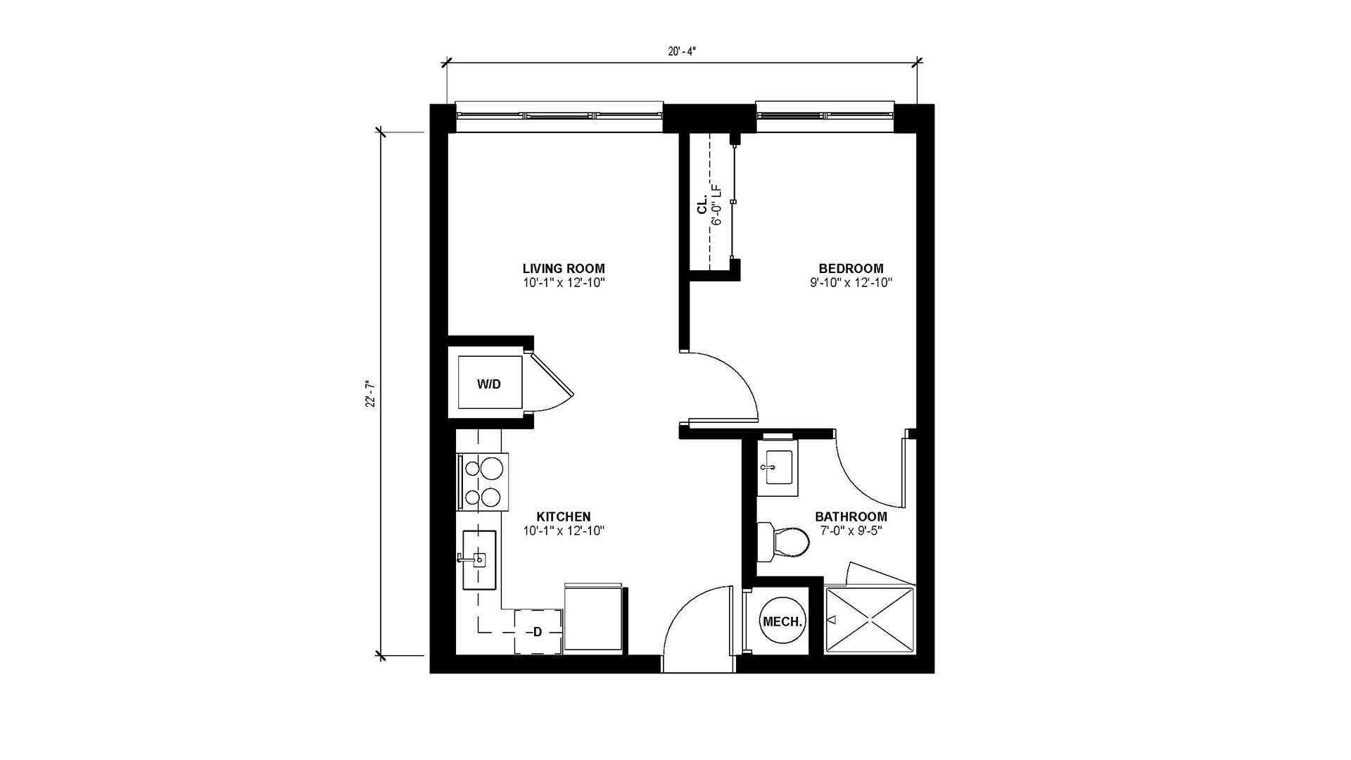 Floorplan layout of 1 Bedroom - B1