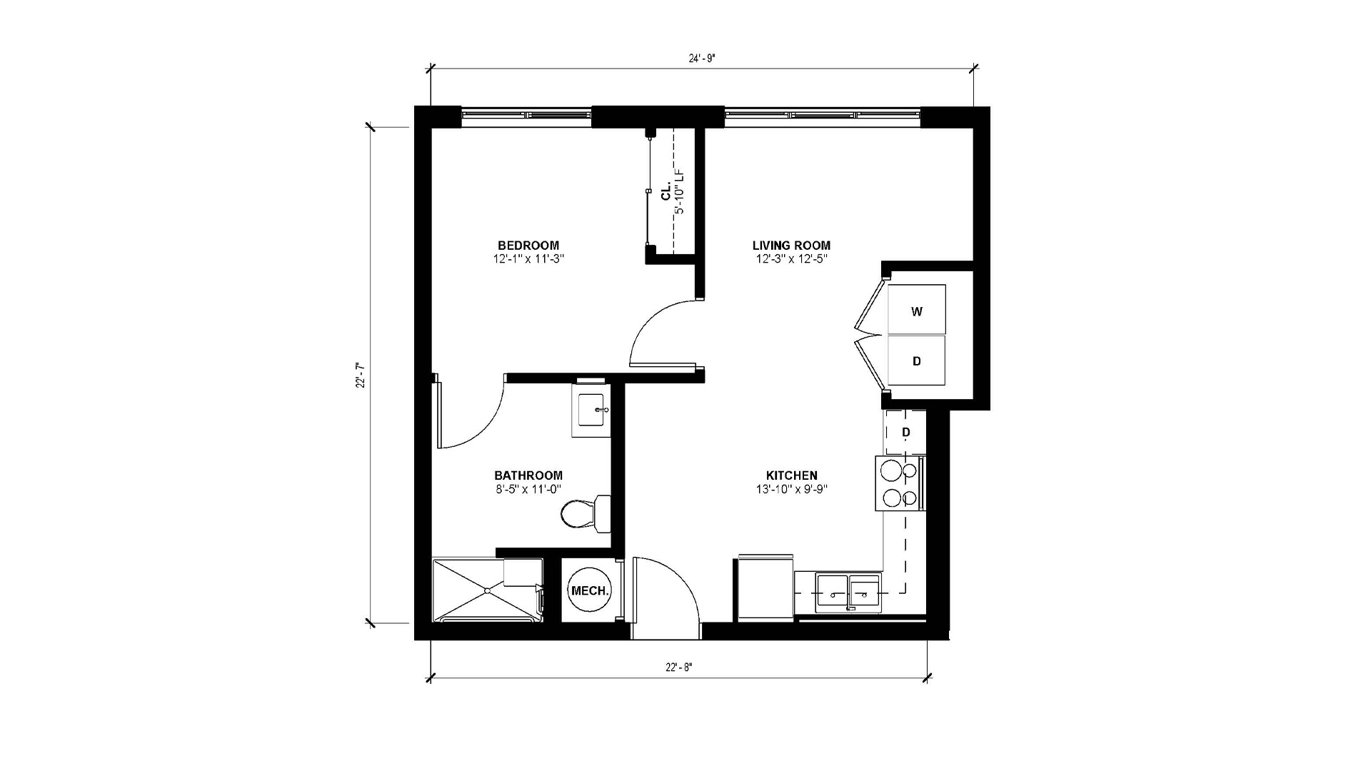 Floorplan layout of 1 Bedroom - B2