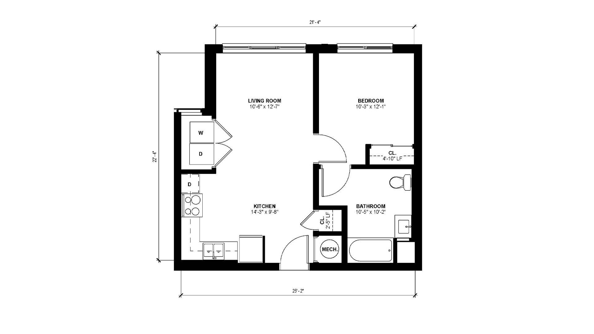 Floorplan layout of 1 Bedroom - B3