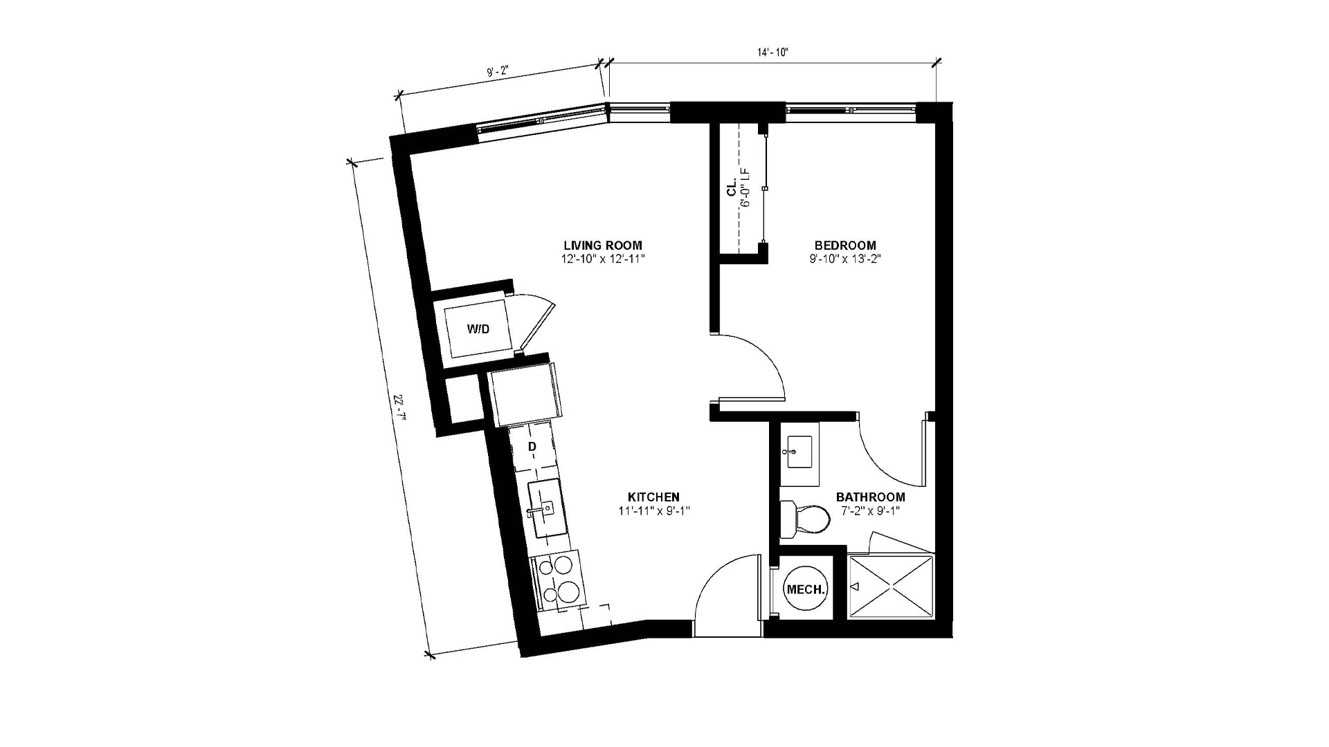 Floorplan layout of 1 Bedroom - B4