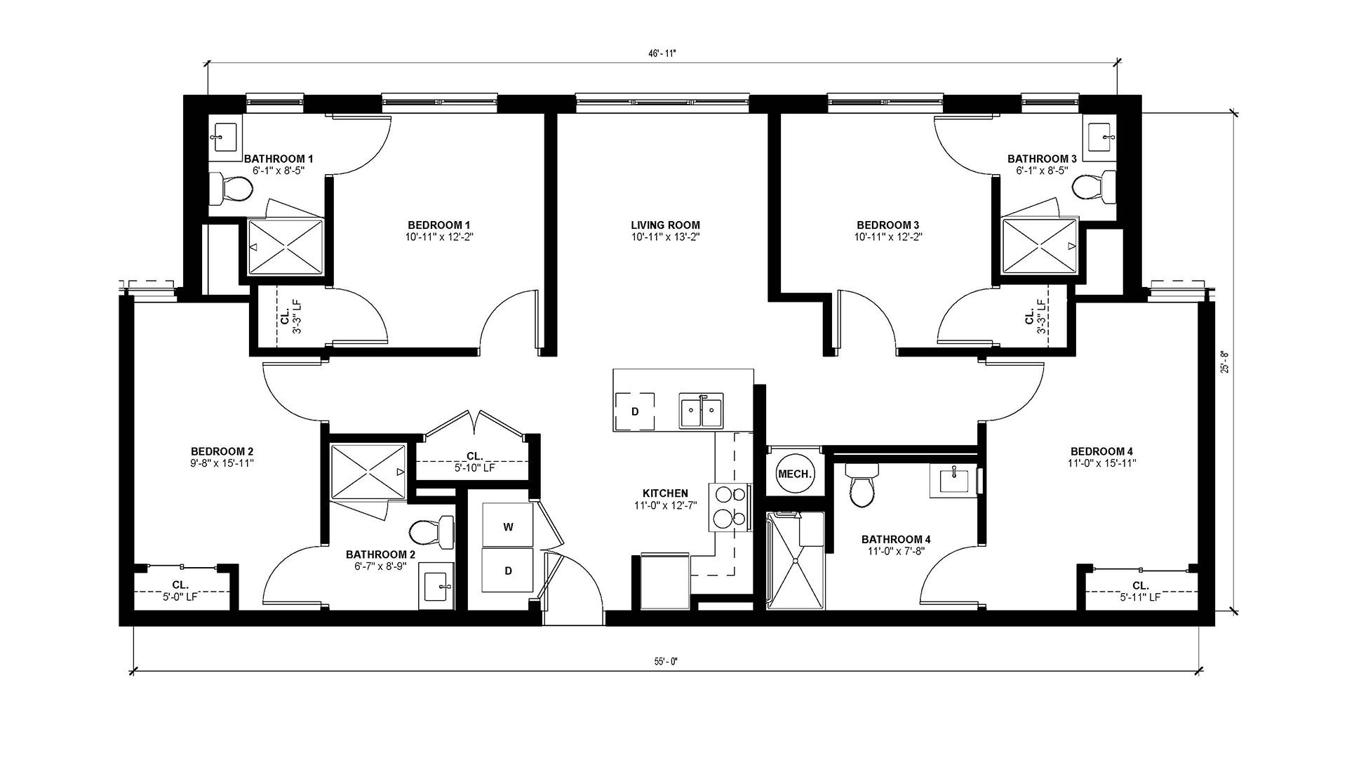 Floorplan layout of 4 Bedroom - D2