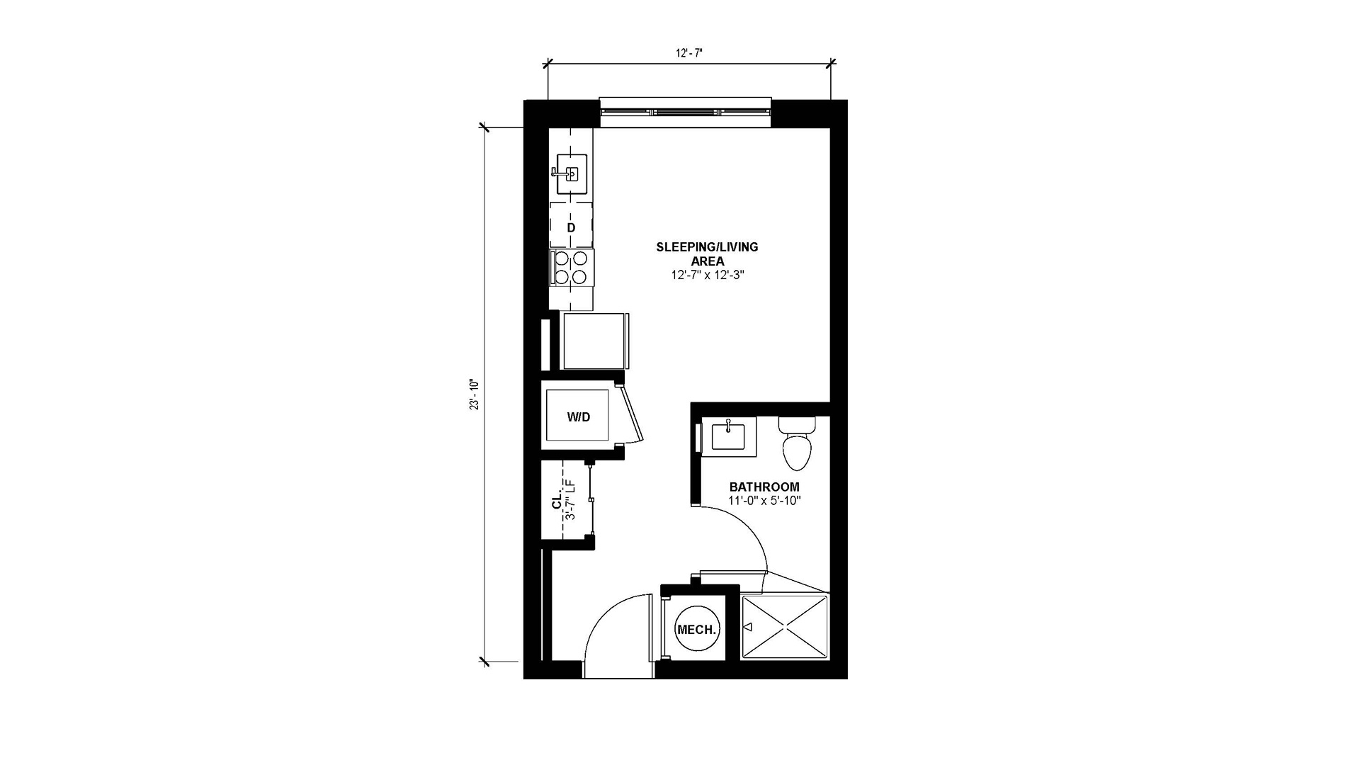 Floorplan layout of Studio A1