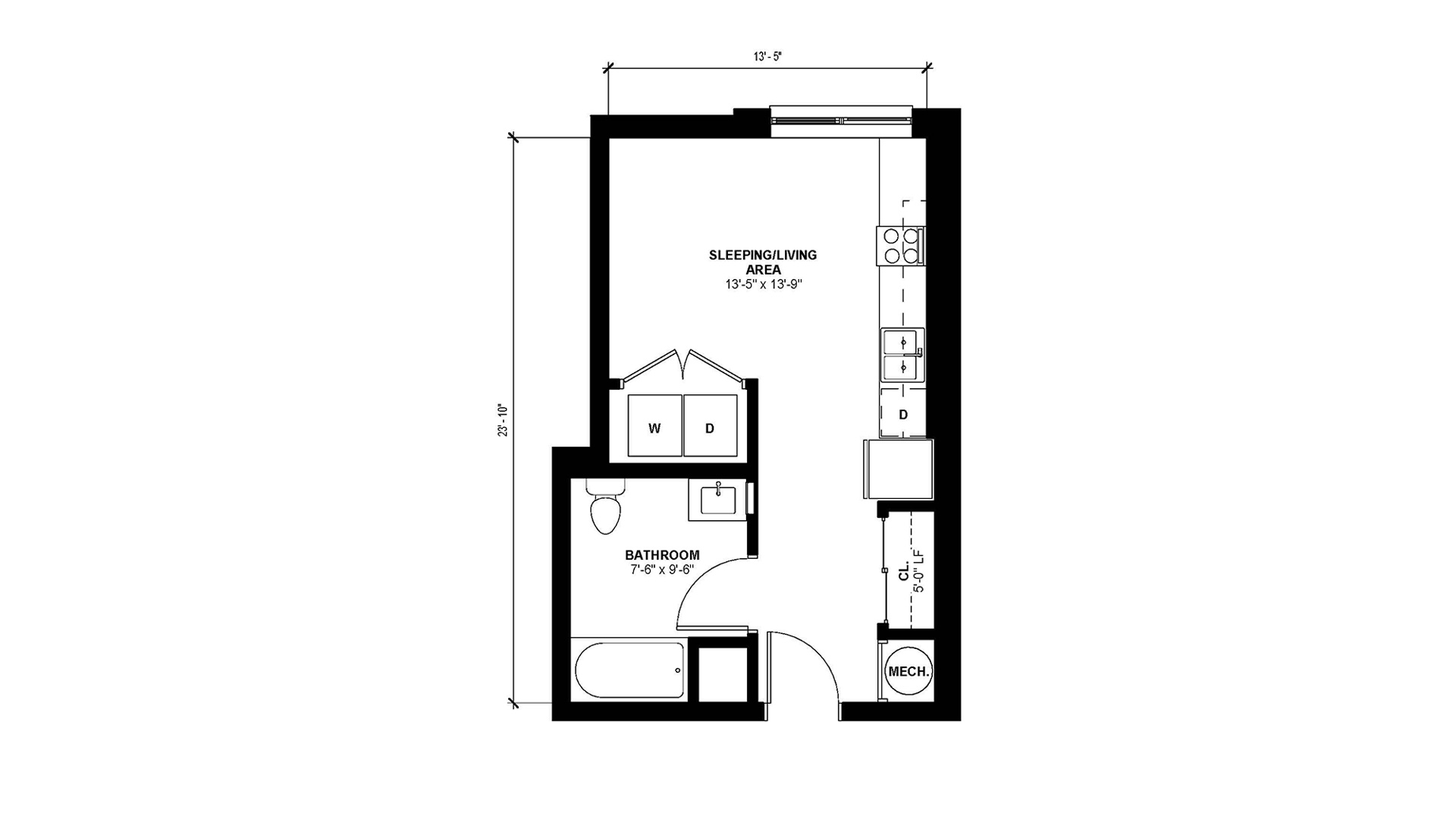 Floorplan layout of Studio A2