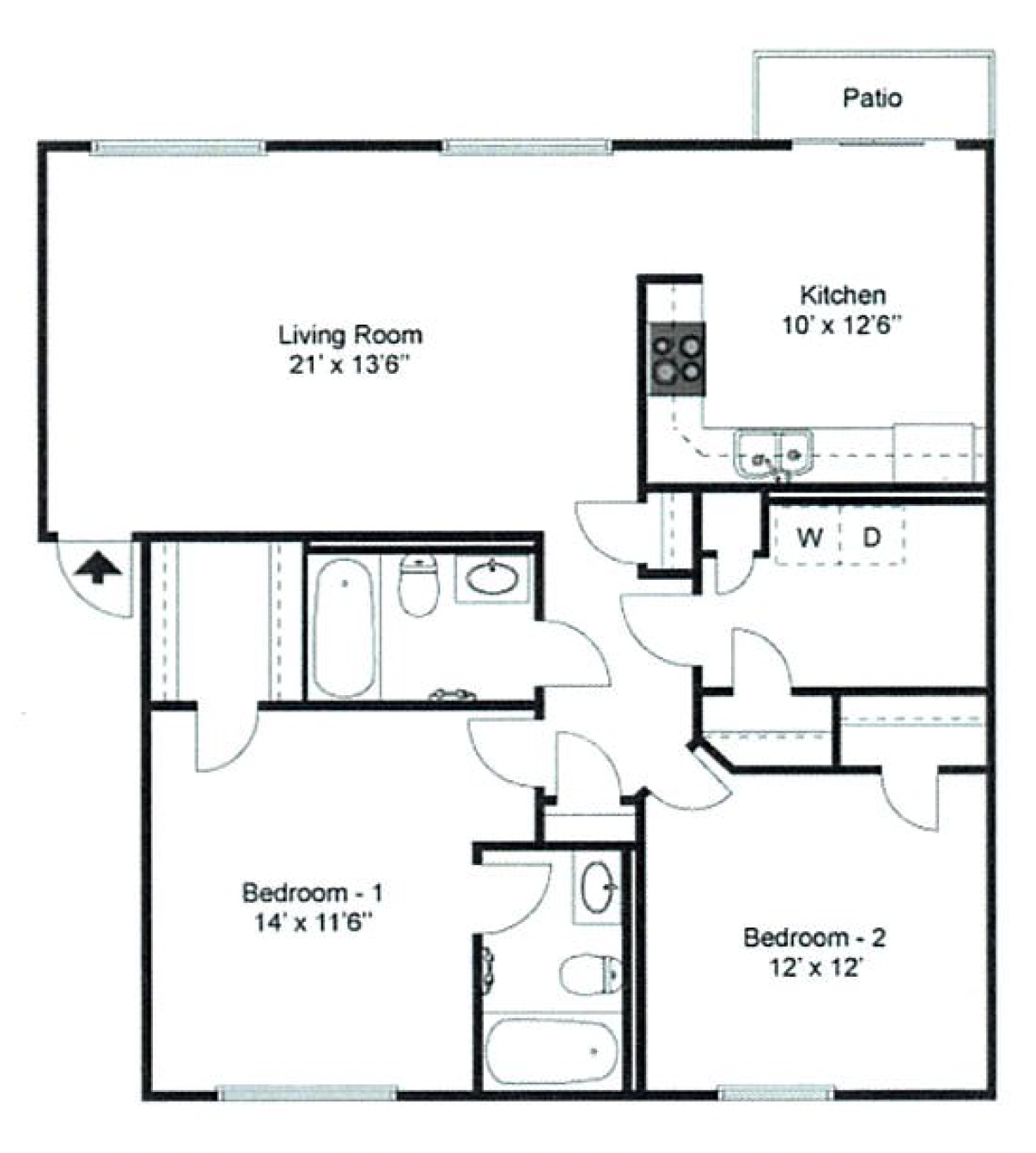 Blackbird Farms I - 2 Bedroom / 2 Bath Floor Plan 