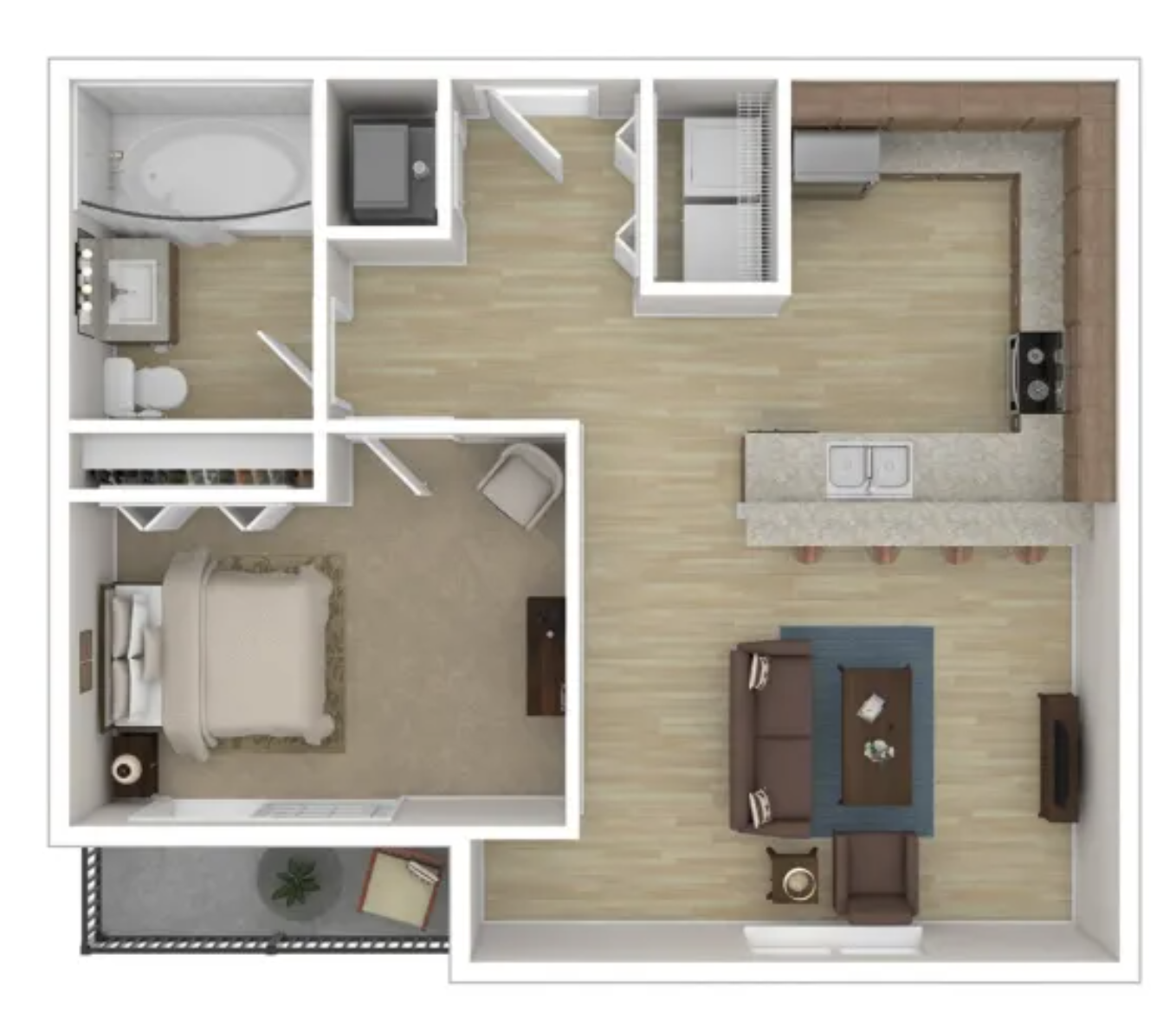 Blackbird Farms III - 1 Bedroom / 1 Bath Floor Plan 