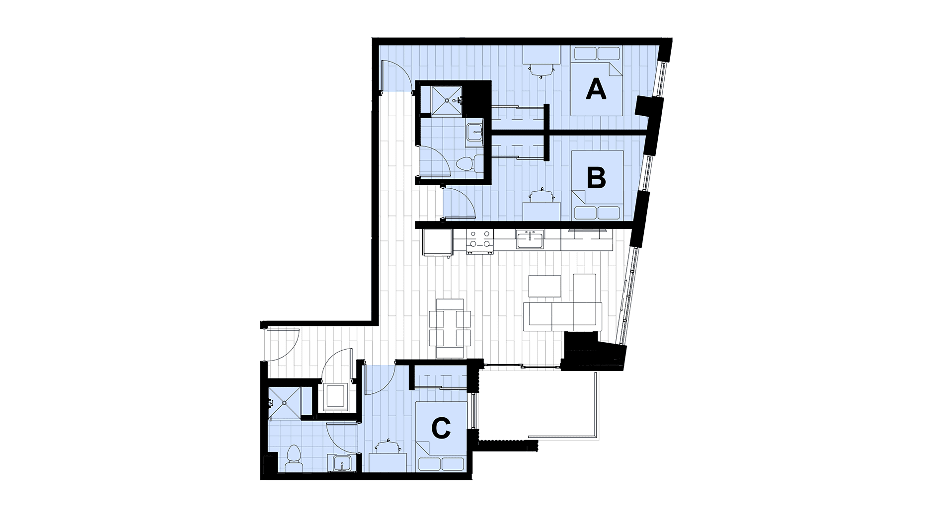 3 Bedroom 2 Bath - Floor Plan B Example