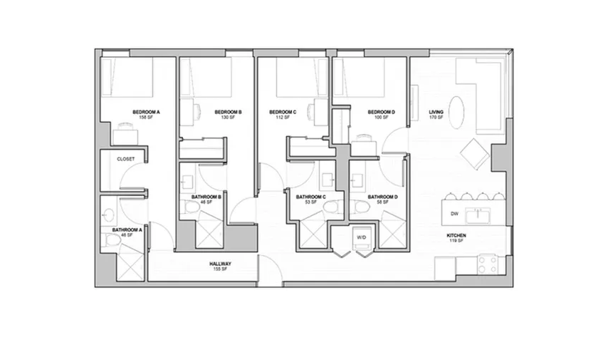 4 Bedroom Floor Plan A Example