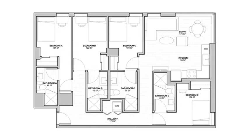 4 Bedroom Floor Plan C Example