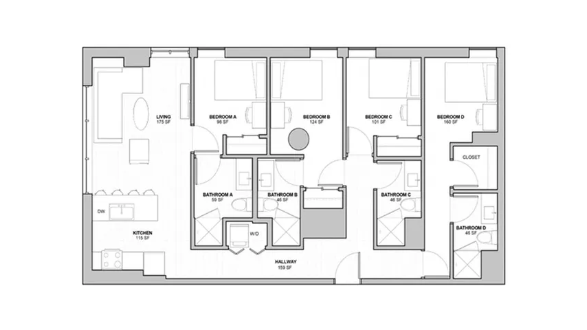 4 Bedroom Floor Plan D Example