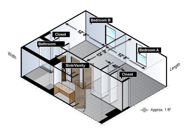 Parker South Semi-Suite Floor Plan illustration