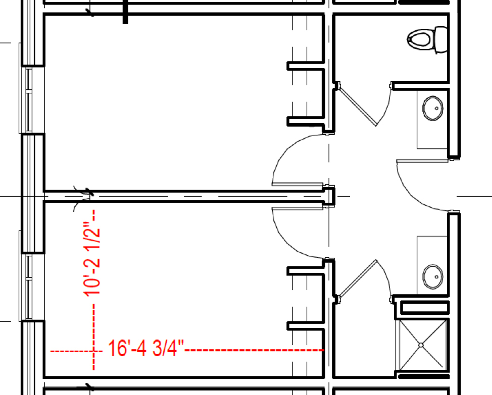 Parker North Typical Semi-Suite Room Floor Plan illustration