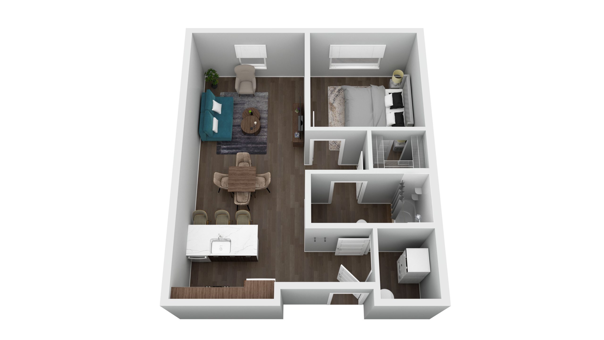 Wabash Lofts Floor plan Layout Illustration - 1 Bed 1 Bath