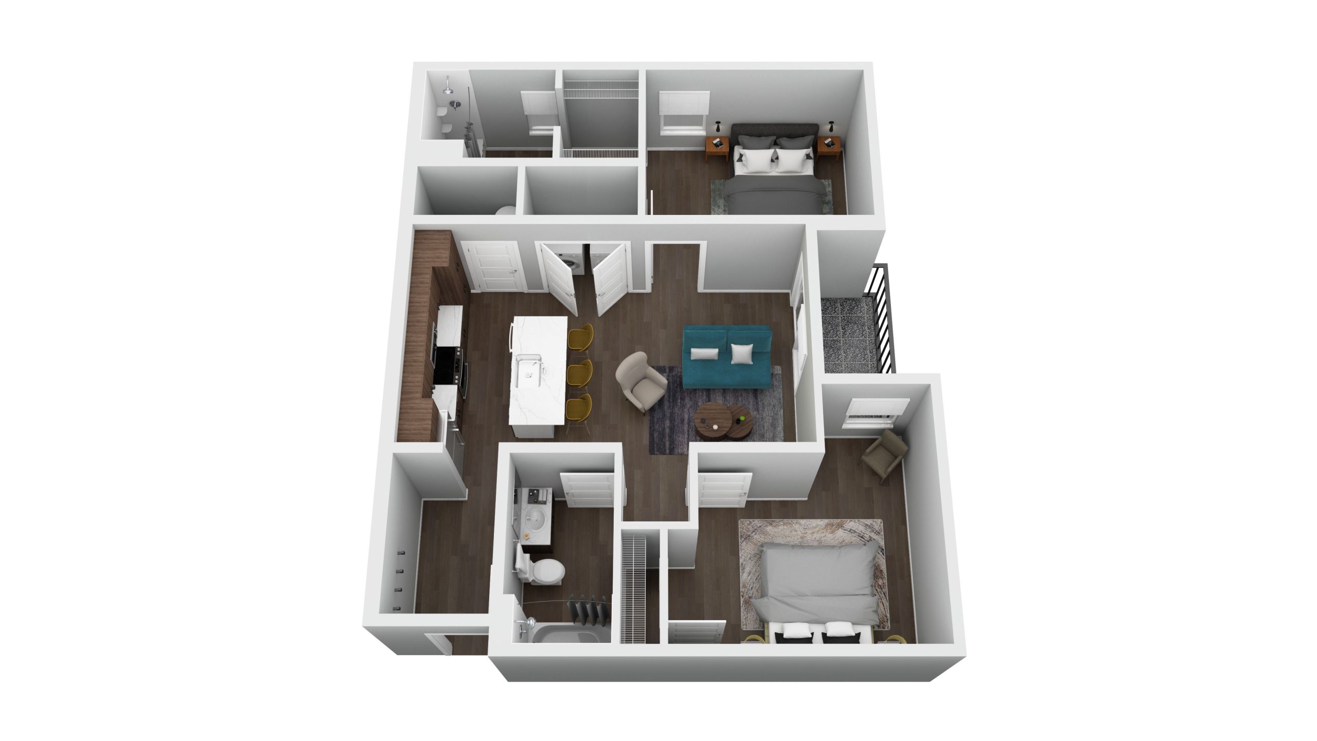 Wabash Lofts Floorplan Layout Illustration - 2 Bedroom 2 Bath